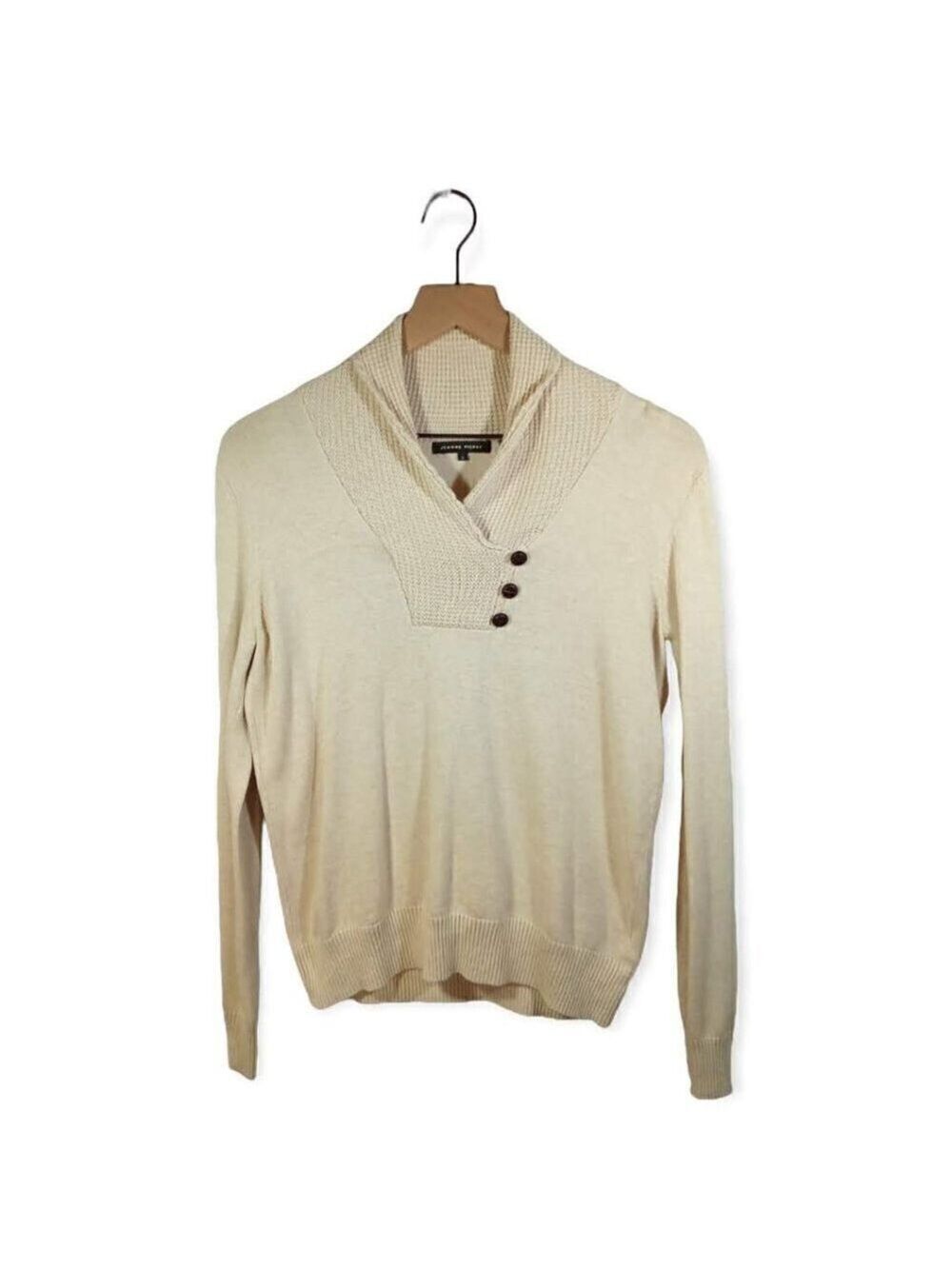 JEANNE Pierre Cotton Knitted Cowl Neck Long Sleeve Sweater Size S